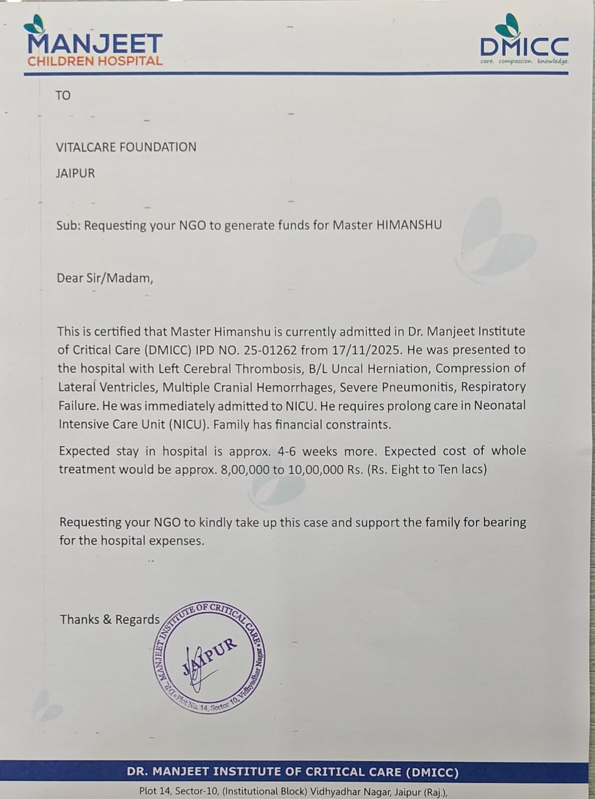 Help Save Baby Himanshu’s Life