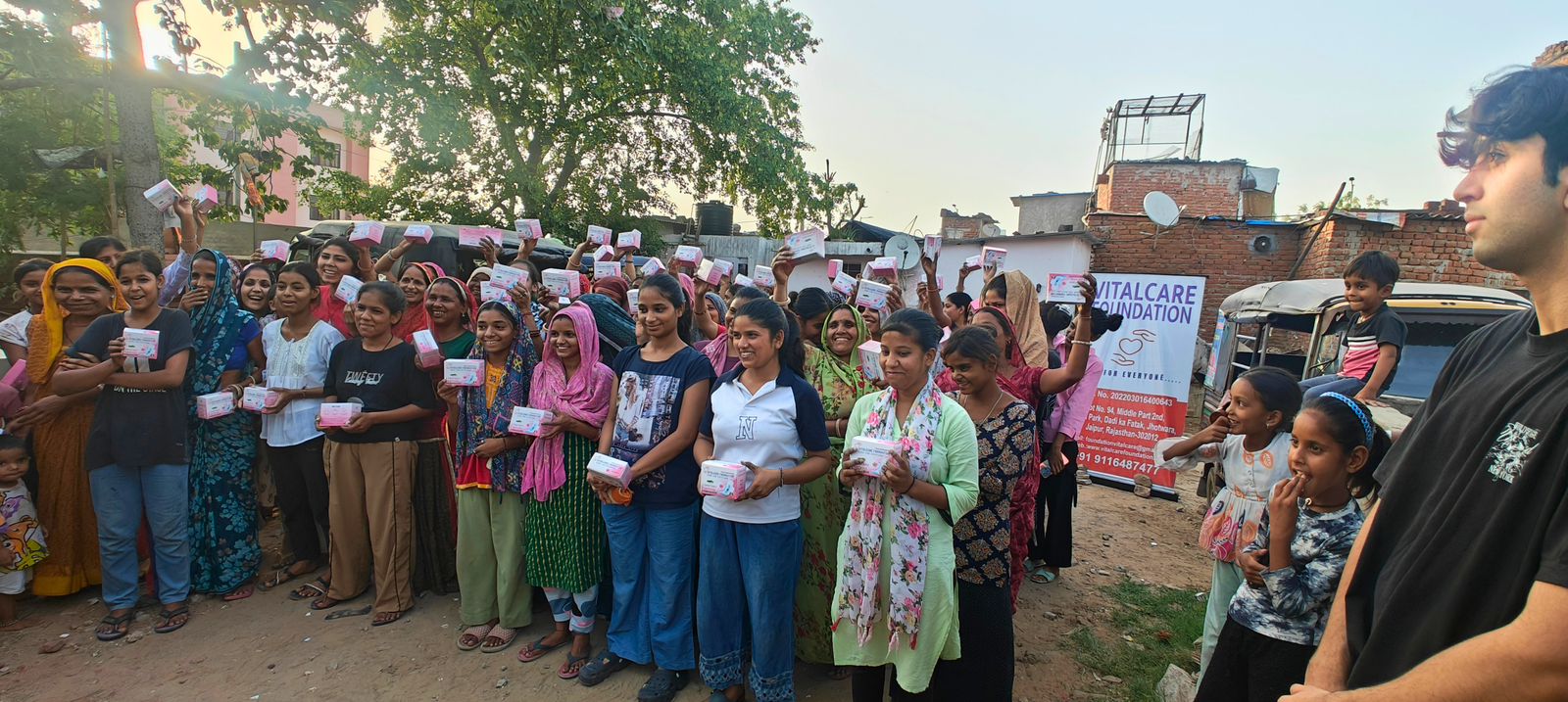 Biodegradable Sanitary Pad Distribution at Bapu Kachhi Basti, Vidhyadhar Nagar